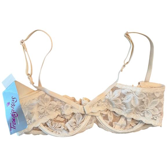 NWT Trendsetter 38B Lace Bra Style 1132 Underwire Sheer Floral Ivory Vintage Y2K - Picture 2 of 7